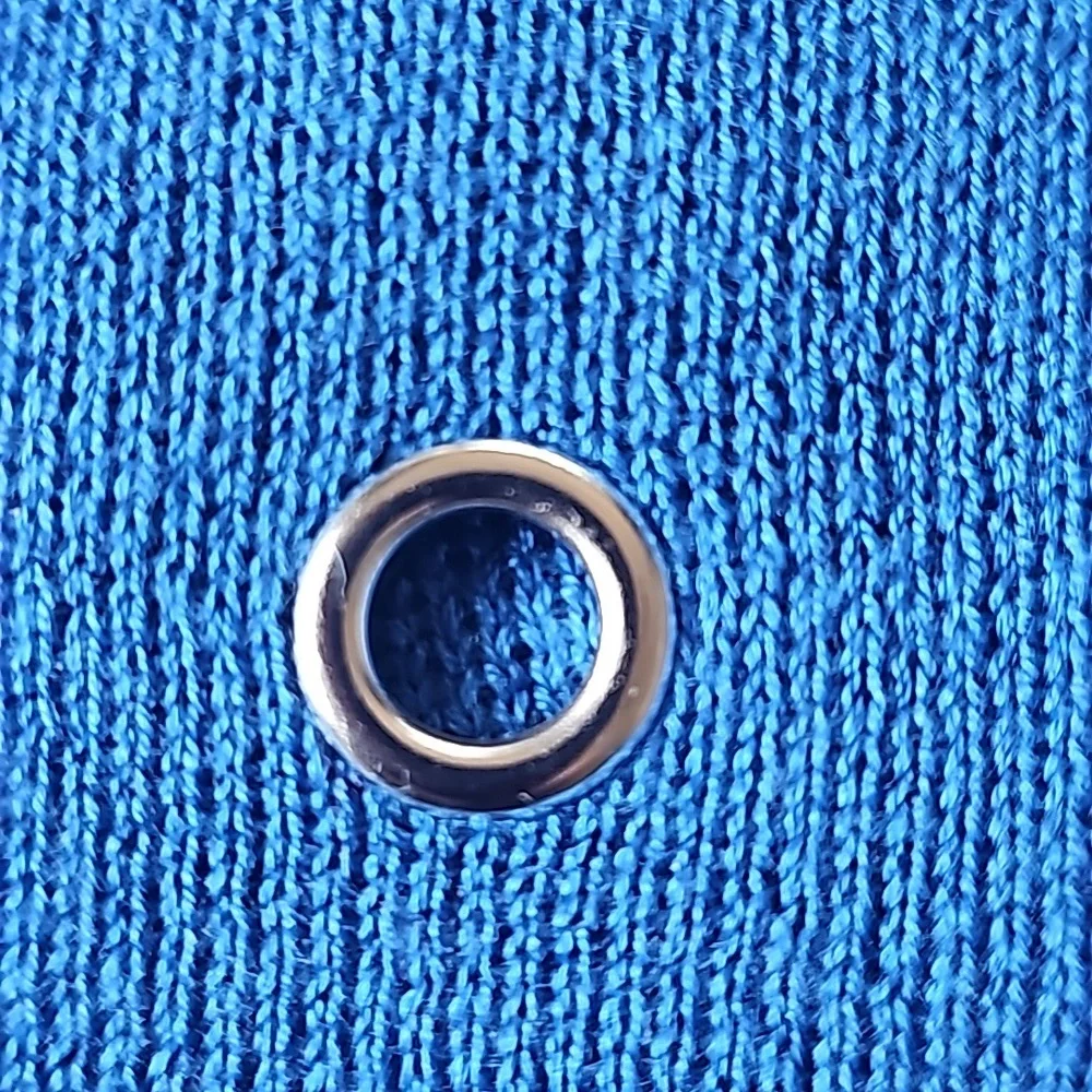 Chico's blue knit gold tone grommets with fringes sweater poncho L /XL - Picture 12 of 12